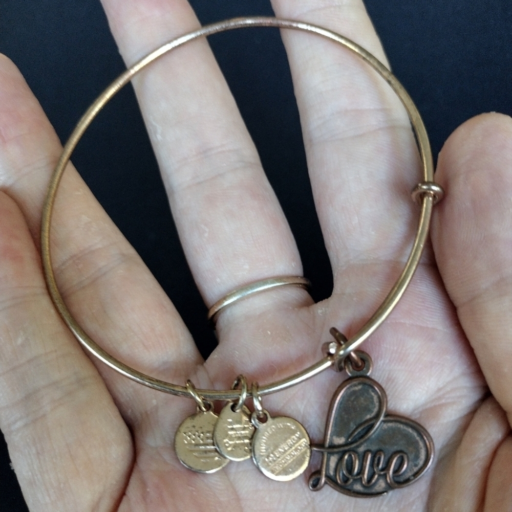 Alex and Ani Rose Gold Heart Charm Bracelet
